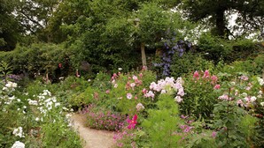 A garden path surrounded by various flowering plants and trees. - Tucked away in a magical corner of Cornwall, South Lodge sits peacefully on the enchanting Bonython (Helston)