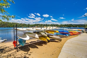 Enjoy serene lakeside views and easy access to canoes and kayaks.