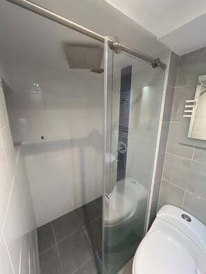 Shower, soap, toilet paper