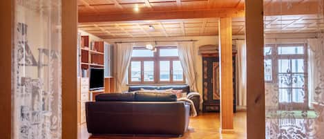 TV, fireplace