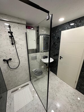 Ducha, secador de pelo y toallas