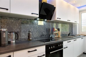 Fridge, microwave, oven, stovetop - Apartment 'Neuburg 3 - New' with Balcony and Wi-Fi (Neuburg an der Donau)
