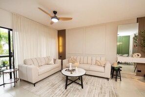 Apartment, 3 Bedrooms, Smoking, Balcony | Living room - Dream Stay - Pool & Gym - 10min Airport & Homs (Santiago de los Caballeros)