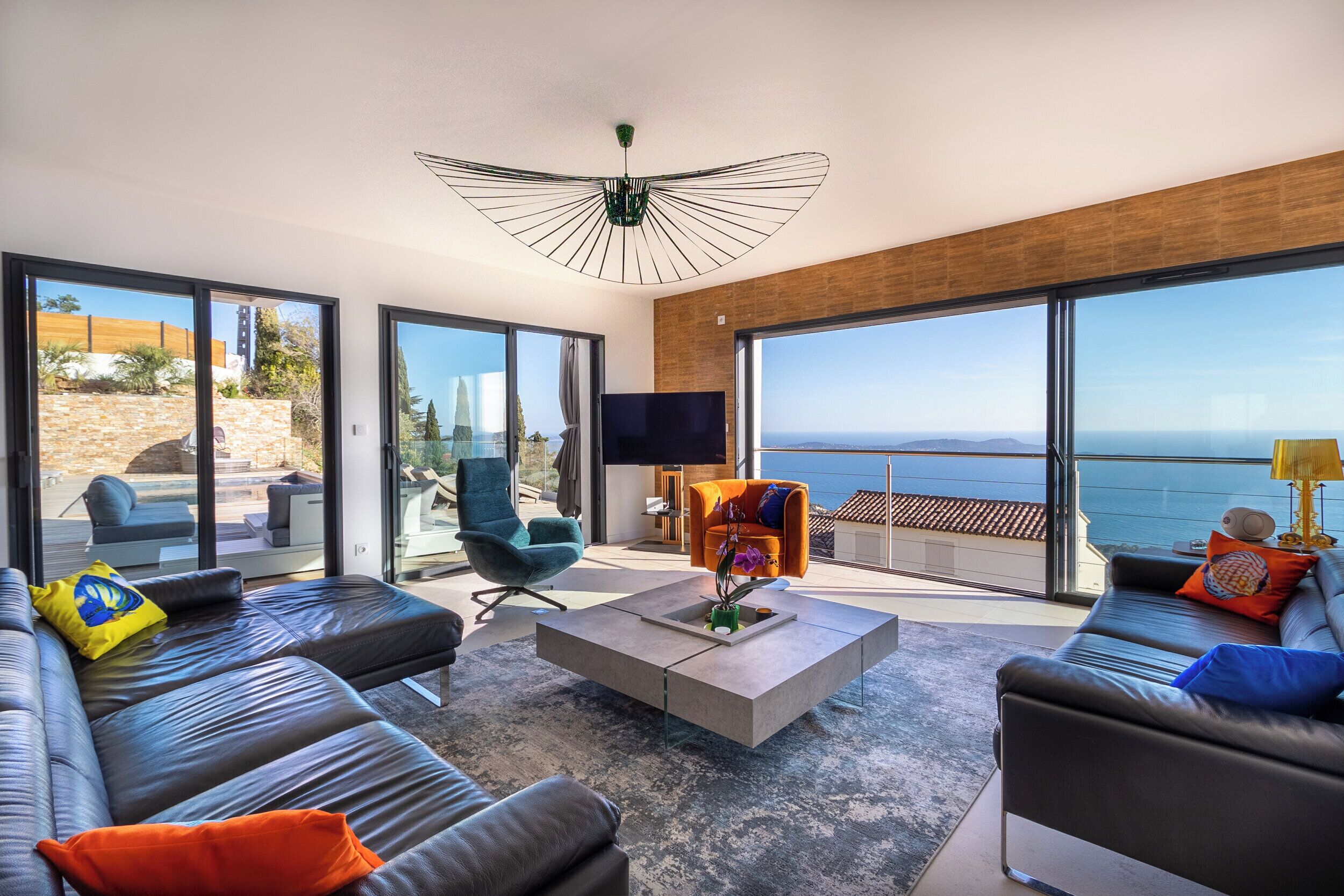 Villa – deluxe, sjøutsikt | Oppholdsområde