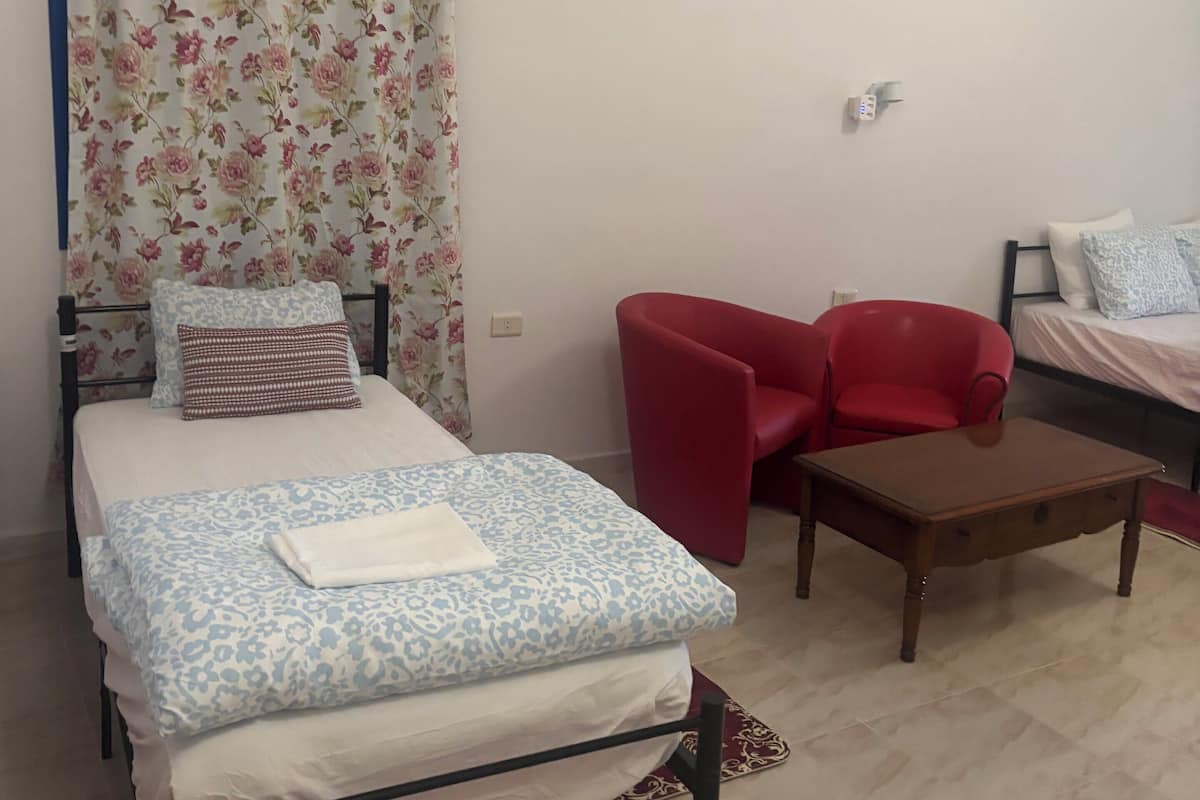 Individually decorated, individually furnished, desk, laptop workspace