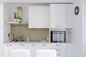 Apartment | Private kitchen | Espresso maker, electric kettle, toaster, freezer