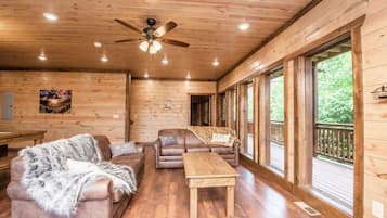 Een televisie, een open haard en videogames