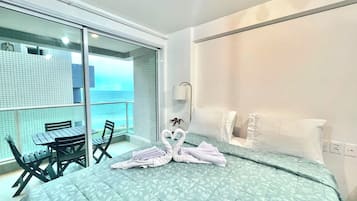 Apartemen Comfort, balkon, pemandangan laut | 1 kamar tidur dan Wi-Fi gratis