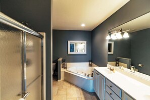 Shower, hair dryer, shampoo
