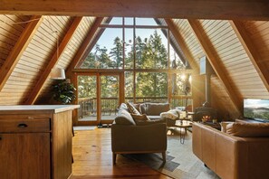 TV, fireplace, DVD player - The Tranquil Pines A-Frame Cabin | Spectacular Views! (Twin Peaks)