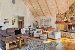 TV, fireplace, DVD player, stereo