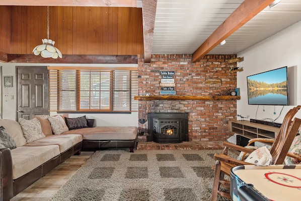 TV, fireplace, video games