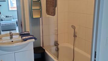 Hair dryer, soap, toilet paper