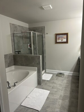 Shower, hair dryer, bidet, towels - Charming 2-bedroom townhome in Loganville with strong WiFi and AC (Loganville)