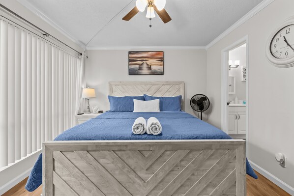 2 bedrooms, in-room safe, iron/ironing board, travel cot