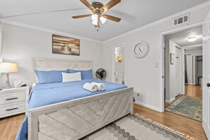 2 bedrooms, in-room safe, iron/ironing board, travel cot