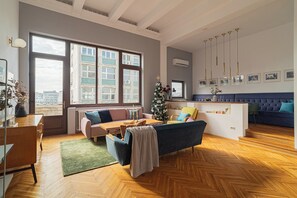 Apartment, 3 Bedrooms, Balcony, City View | City view - 3BR Atrium Penthouse by Cismigiu - Bright & Spacious with Balcony (Bucharest)