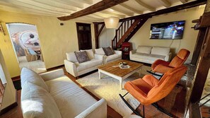 TV, table football, stereo, offices