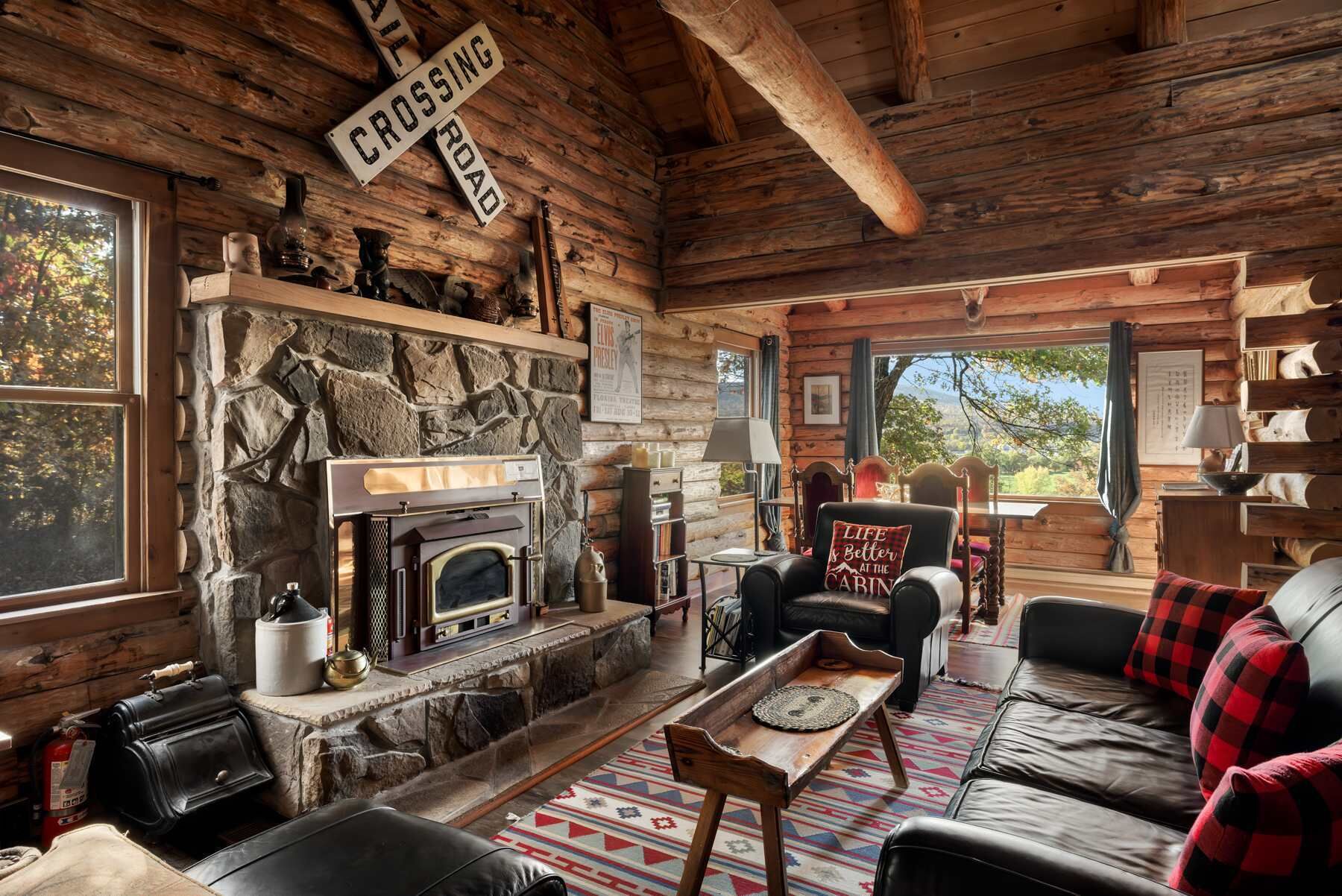 Fireplace, stereo, offices