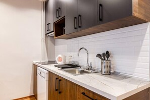 Fridge, dining tables