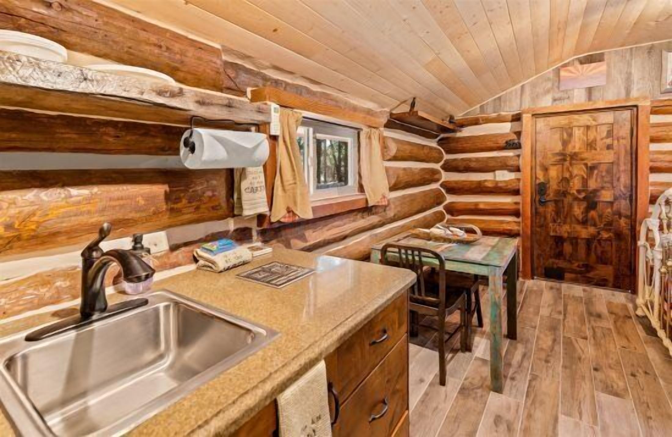 Microwave, coffee/tea maker, highchair, cookware/dishes/utensils