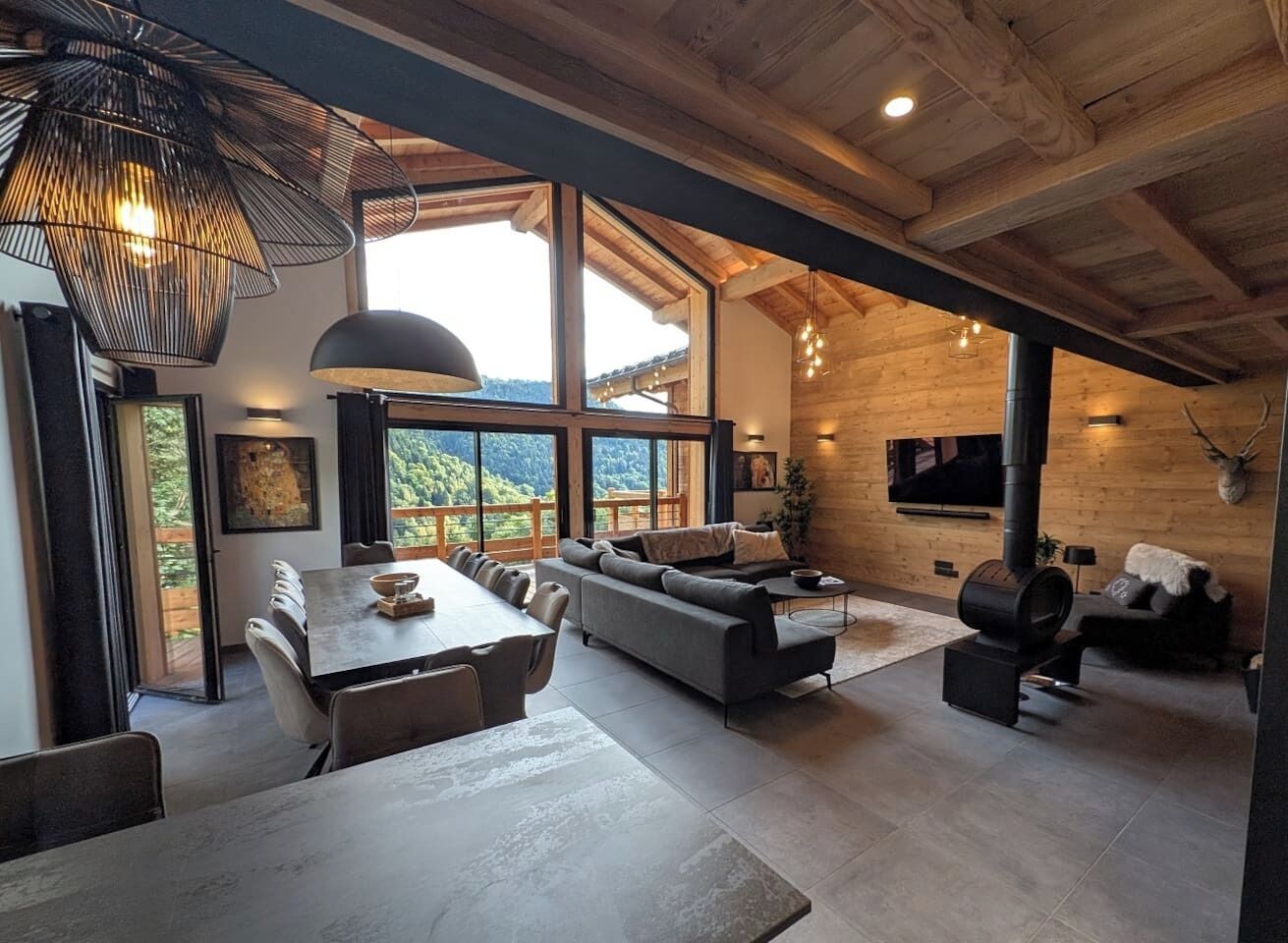TV, fireplace