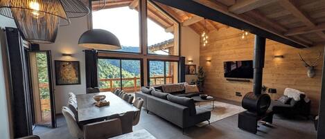 TV, fireplace