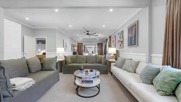 TV, fireplace, DVD player, stereo