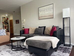 Condo, 2 Bedrooms | Living area | Smart TV, streaming services - Stylish Sky Lofts Condo In Historic West End 2 Bedroom Condo (Atlanta)