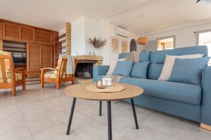 TV, fireplace