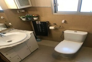 Serviettes fournies, savon, shampoing, papier toilette
