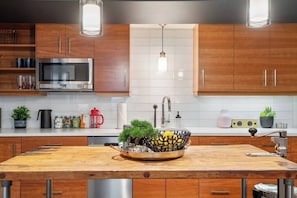 Fridge, microwave, stovetop, dishwasher