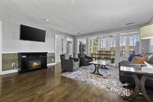 スマートテレビ、暖炉、DVD プレーヤー