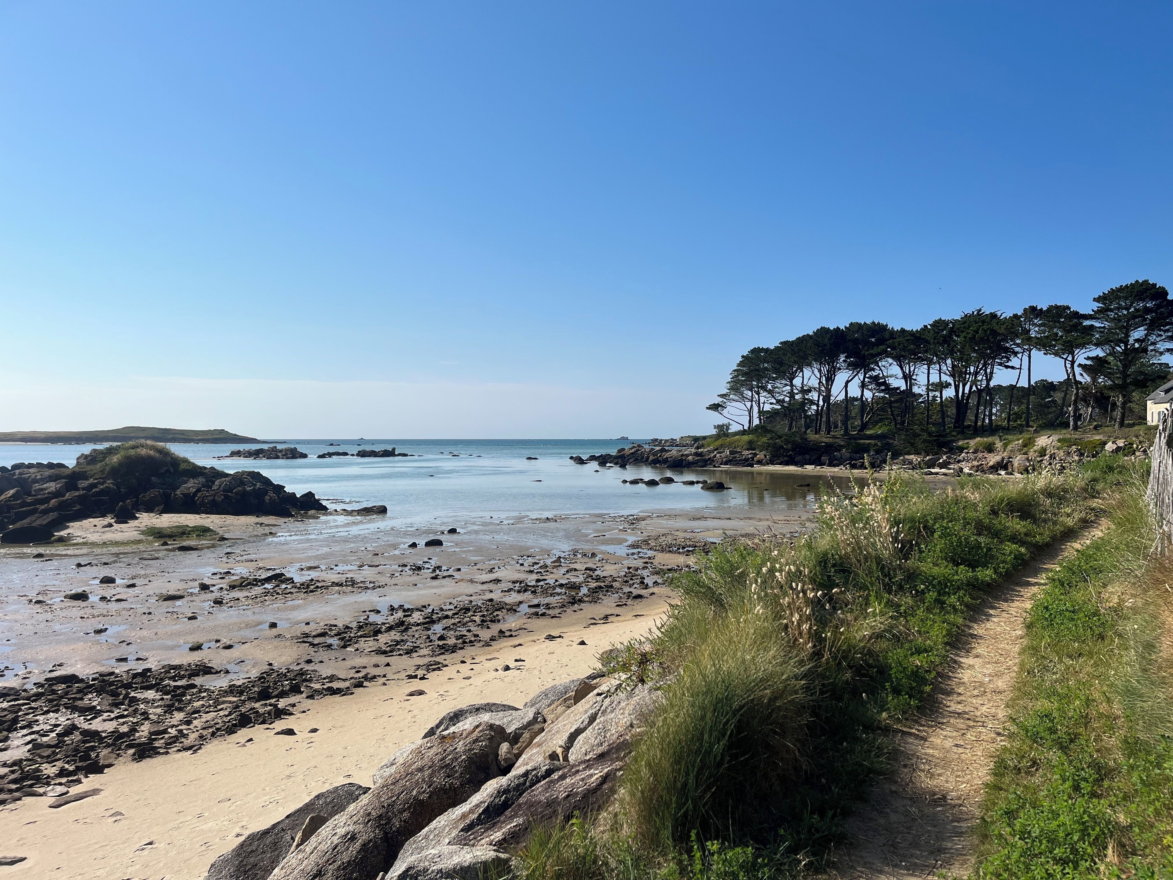 On the beach, sun loungers