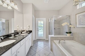Luxury Villa, Lake View | Bathroom | Combined shower/tub, free toiletries, hair dryer, towels - Disney's Family Retreat (Kissimmee)