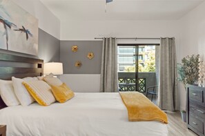 1 bedroom, desk, iron/ironing board, travel cot