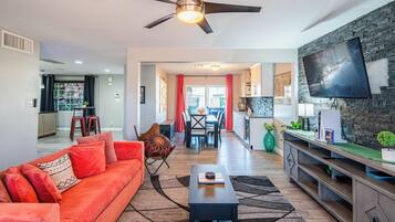 Smart TV, fireplace, video games, table tennis