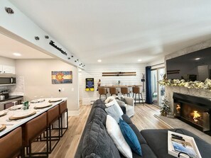 Smart TV, fireplace, video games