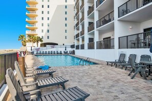 Indoor pool, a heated pool - The Palms 704 | Beach Front, Spacious Floor Plan, OBA, Walk to restaurants! (Orange Beach)