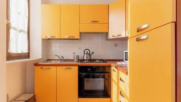 Fridge, oven, stovetop, electric kettle