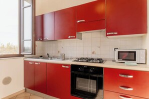 Fridge, oven, stovetop, electric kettle