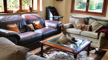 Een televisie en een open haard