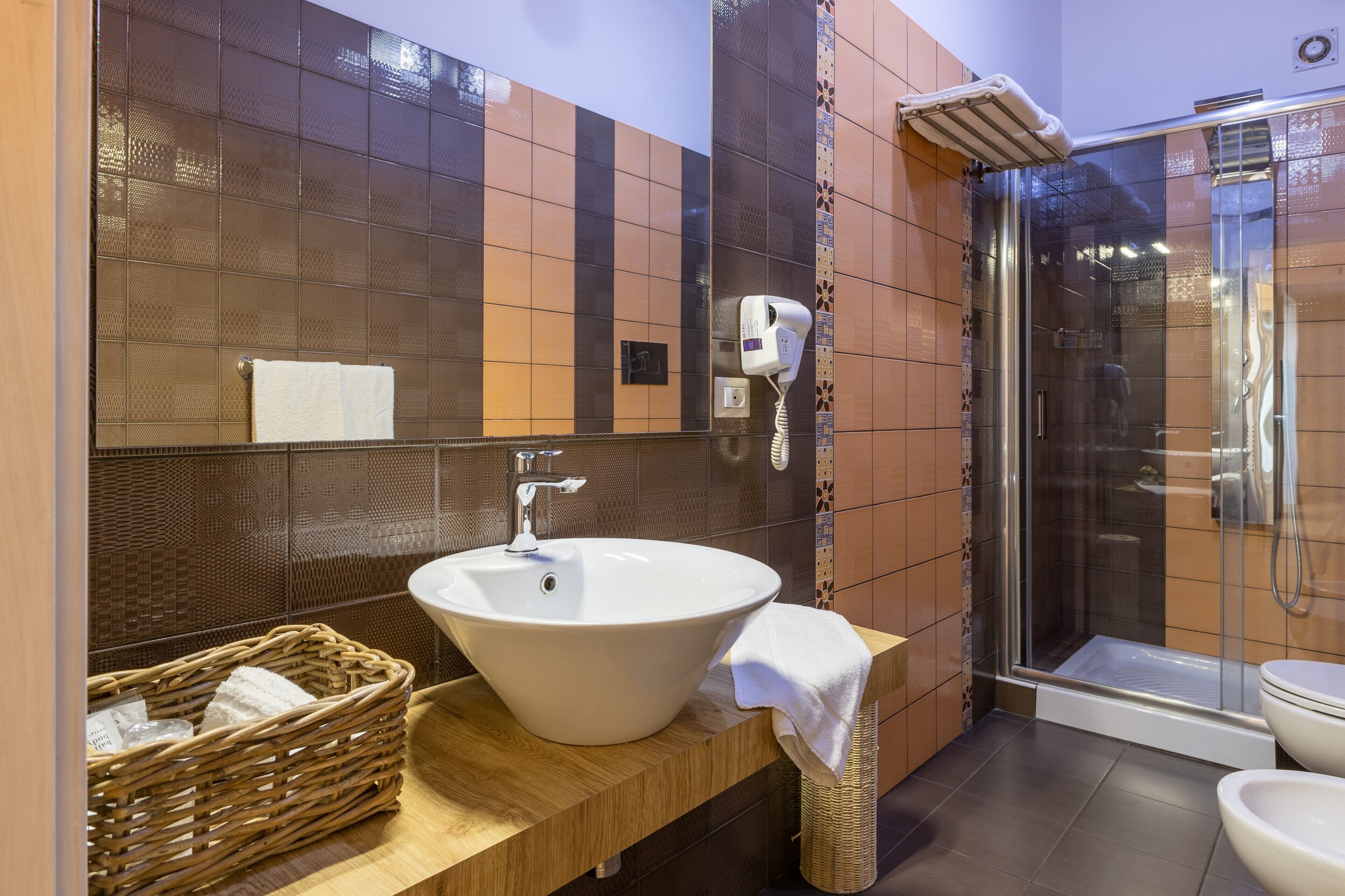Dusche, Haartrockner, Handtücher
