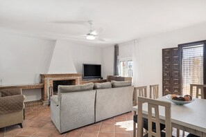 TV, fireplace