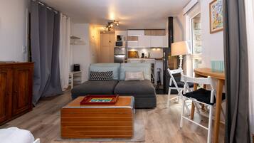 TV, fireplace, DVD player