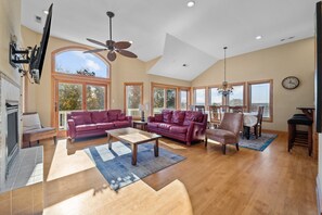 TV, fireplace, DVD player, books - 3947 - Leg-O Duck, a spacious 6-bedroom home in the charming Duck, NC, perfect for family getaways. (Duck)