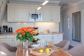 Fridge, microwave, coffee/tea maker