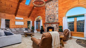 Fireplace - Perfect for couples, families, or small groups, this retreat blends serenity with style for an unforgettable getaway. Plenty of amenities to keep the family entertained indoors and out! (Mount Pleasant Mills)
