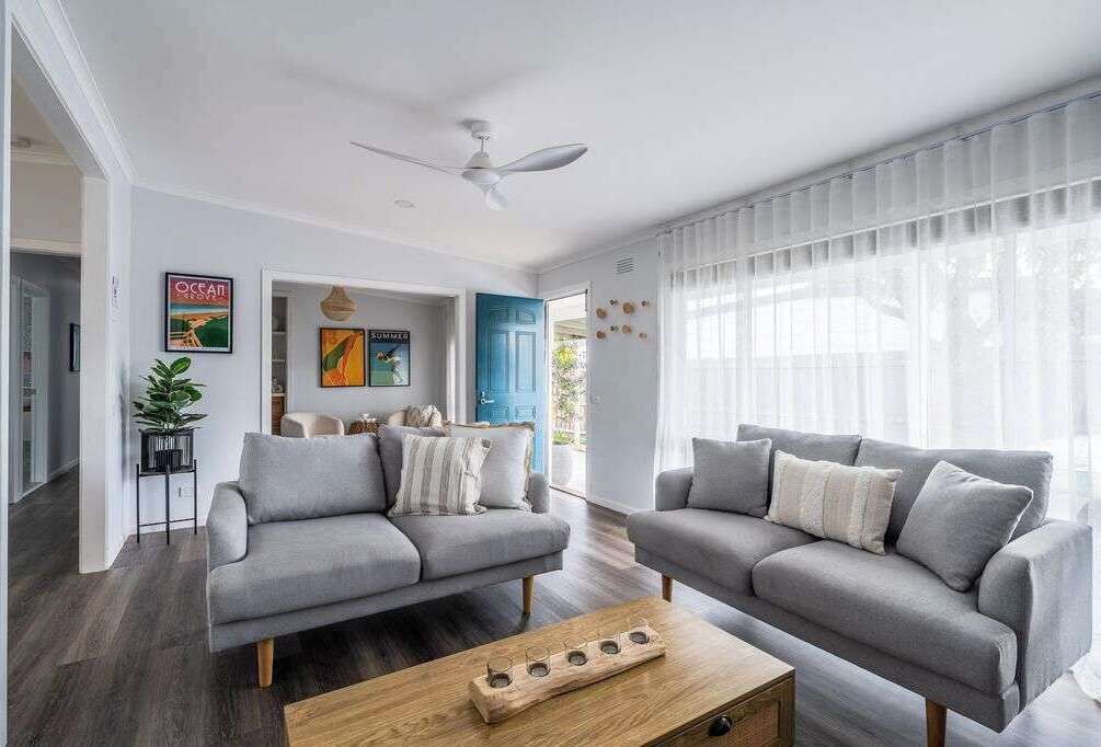 TV, fireplace, books, offices