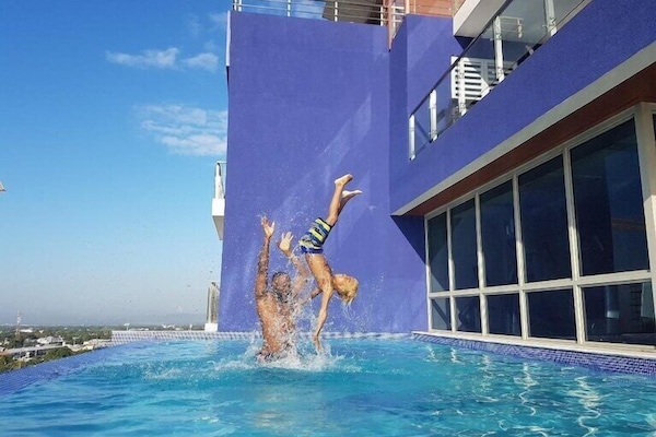 Outdoor pool, open 8:00 AM to 9:00 PM, sun loungers